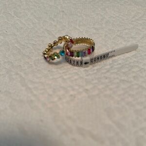 Baublebar Elegant Gold and Multicolor Ring Set (2) size 9